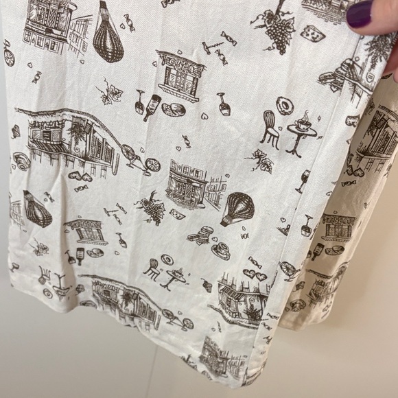 Sincerely Jules Cream Linen Pants with French Street Design, size L - Picture 6 of 7